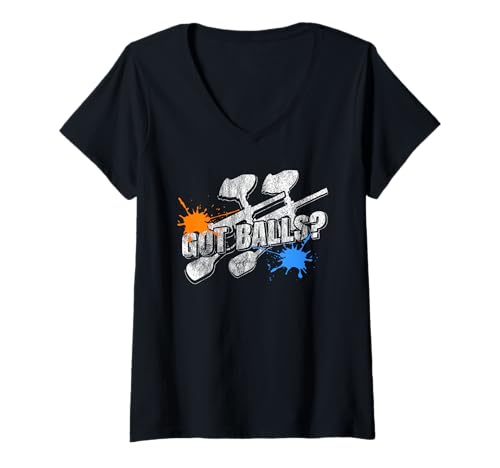 Damen Hast Du Mumm Lustiger Paintball Witz Für Mutige Spieler T-Shirt mit V-Ausschnitt von Paintball Fans Mit Humor Und Selbstvertrauen