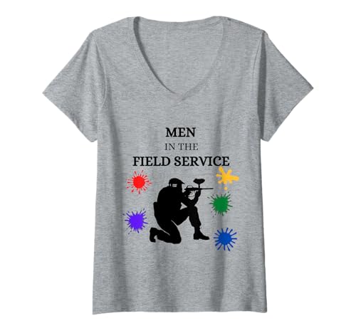 Damen Men in the field paintball paintballer players T-Shirt mit V-Ausschnitt Damen Men in the field paintball paintballer players T-Shirt mit V-Ausschnitt von Paintball Sayings Gifts Paintballer