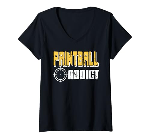 Damen Paintball-Süchtiger Zielsport Lustiges Spiel Humor T-Shirt mit V-Ausschnitt von Paintball-Spieler Taktik Fans
