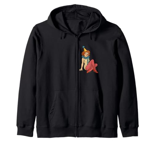Retro Clown Mädchen Pinup Kostüm Zirkus Karneval Aesthetic Kapuzenjacke Retro Clown Mädchen Pinup Kostüm Zirkus Karneval Aesthetic Kapuzenjacke von Painted Moon Circus