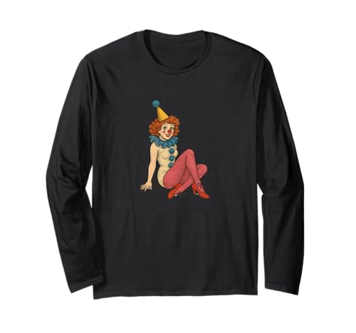 Retro Clown Mädchen Pinup Kostüm Zirkus Karneval Aesthetic Langarmshirt von Painted Moon Circus