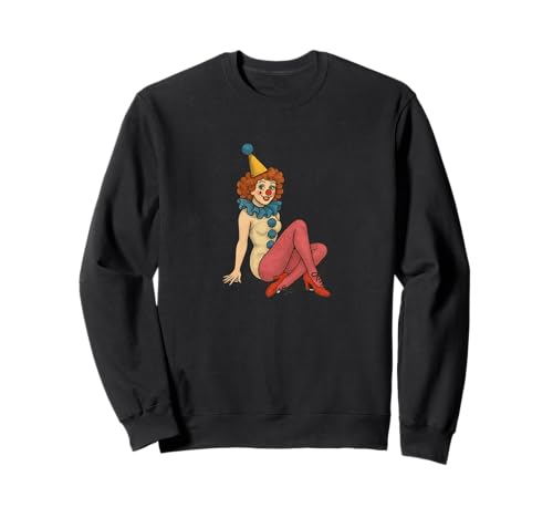 Retro Clown Mädchen Pinup Kostüm Zirkus Karneval Aesthetic Sweatshirt von Painted Moon Circus
