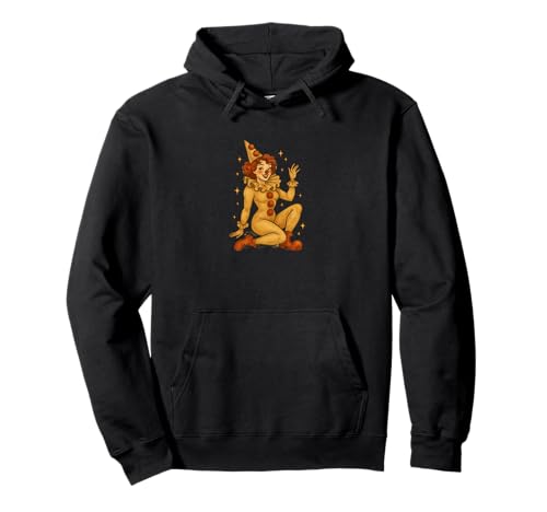 Retro Clown Mädchen Pinup Kostüm Zirkus Karneval Aesthetic Pullover Hoodie von Painted Moon Circuses