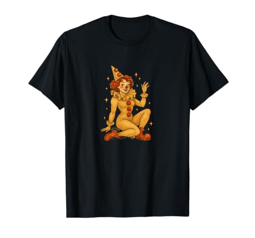 Retro Clown Mädchen Pinup Kostüm Zirkus Karneval Aesthetic T-Shirt von Painted Moon Circuses