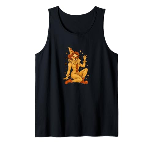 Retro Clown Mädchen Pinup Kostüm Zirkus Karneval Aesthetic Tank Top von Painted Moon Circuses