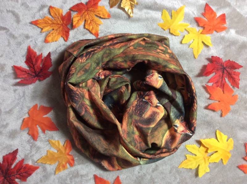 Fuchs Infinity Schal Moderner Jersey Strick, Herbst Wald Design Fuchs Infinity Schal Moderner Jersey Strick, Herbst Wald Design von PainterlyTreasures