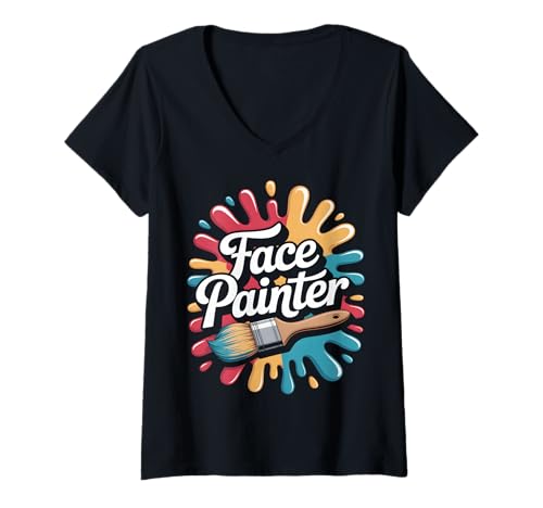 Damen Gesichtsmaler T-Shirt mit V-Ausschnitt Damen Gesichtsmaler T-Shirt mit V-Ausschnitt von Painting Apparel
