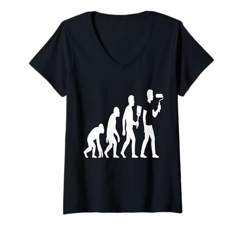 Damen Lustige Evolution des Malers T-Shirt mit V-Ausschnitt Damen Lustige Evolution des Malers T-Shirt mit V-Ausschnitt von Painting Apparel