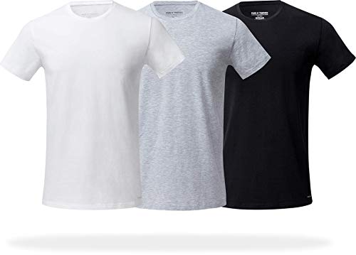 AMZ Exclusive T-Shirt für Herren, Slim Fit, Rundhalsausschnitt, 3 Stück - Schwarz - Groß von Pair of Thieves