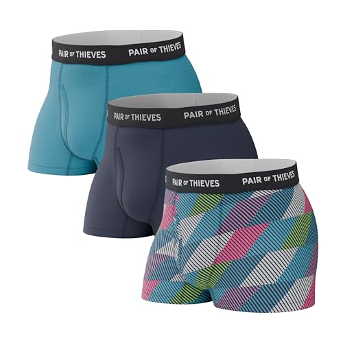 Pair of Thieves SuperFit Herren Trunks 3er Pack - Atmungsaktive Mesh Kühlung, kein Scheuern Komfort, Parallelogramm-Universum, Medium von Pair of Thieves