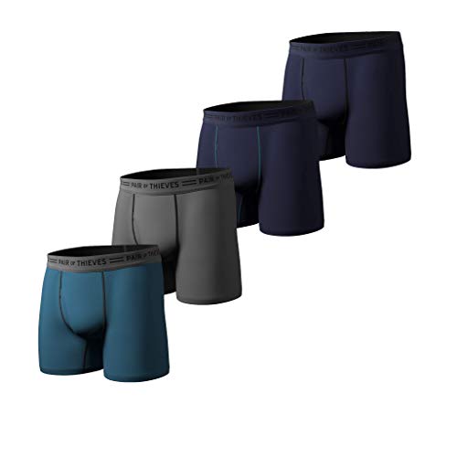 Pair of Thieves Baumwoll-Boxershorts für Herren, Packung (4 Stück) – Unterwäsche ohne Etikett für Herren, Dunkles Marineblau , Medium von Pair of Thieves