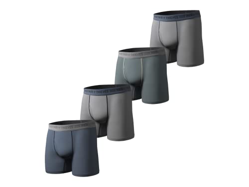 Pair of Thieves Boxershorts aus Baumwolle für Herren, 4er-Pack, ohne Etikett, Grau/Denim, X-Large von Pair of Thieves