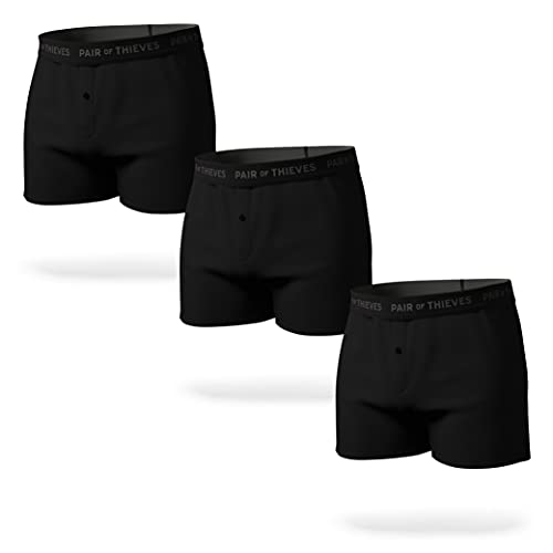 Pair of Thieves Herren Super Soft 3 Pack Boxers, Unterwäsche Pack für Männer, Schwarz, Large von Pair of Thieves