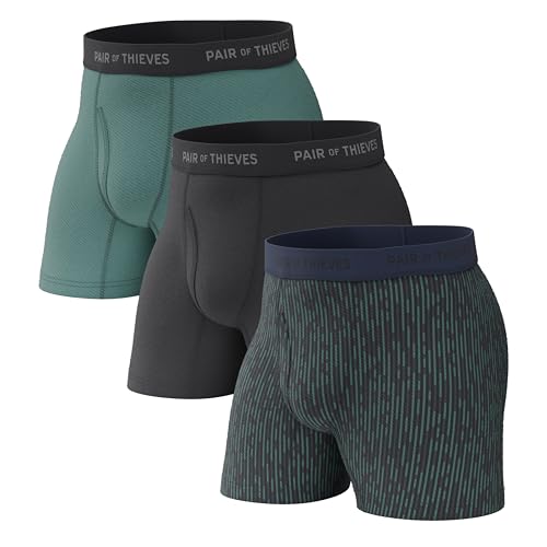 Pair of Thieves Super Fit Boxershorts für Herren – ultraweiche, atmungsaktive, schnell trocknende Unterwäsche mit 4-Wege-Stretch (2 & 3 Stück), Gebrochene Linien, Medium von Pair of Thieves