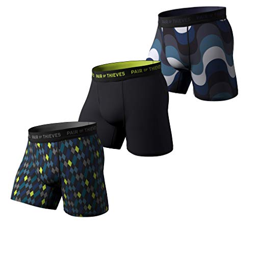 Pair of Thieves Super Fit Unterwäsche für Herren Pack – 2er & 3er Pack Boxershorts – AMZ Exclusive, Schwarz/Marineblau/Limette, Large von Pair of Thieves