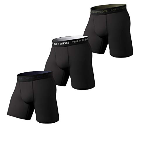 Pair of Thieves Super Fit Herren Lange Boxershorts 2 & 3er Pack Unterwäsche AMZ Exclusive, Schwarz, Large von Pair of Thieves