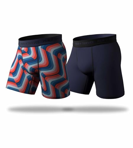 Pair of Thieves Super Fit Herren Lange Boxershorts 2 & 3er Pack Unterwäsche AMZ Exclusive, 5 g Wellen, Large von Pair of Thieves