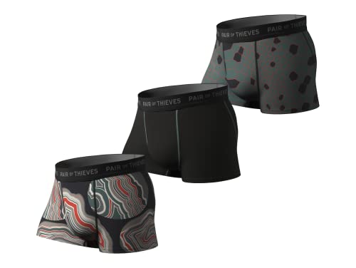 Pair of Thieves Super Fit Herren Trunks, 3er Pack Unterwäsche, AMZ Exclusive, Grau/Schwarz gemischtes Design, Large von Pair of Thieves