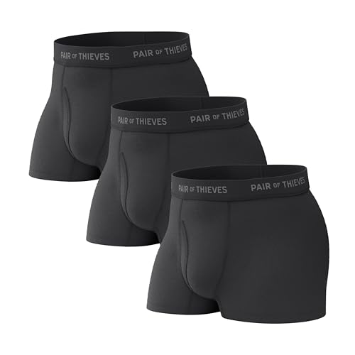 Pair of Thieves SuperFit Herren Trunks 3er Pack - Atmungsaktive Mesh Kühlung, kein Scheuern Komfort, Schwarz, Large Pair of Thieves SuperFit Herren Trunks 3er Pack - Atmungsaktive Mesh Kühlung, kein Scheuern Komfort, Schwarz, Large von Pair of Thieves