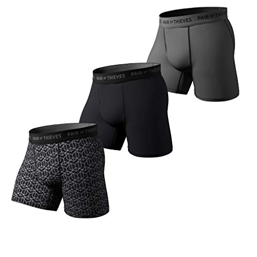 Pair of Thieves Super Fit Unterwäsche für Herren Pack - 2er & 3er Pack Boxershorts - AMZ Exclusive, schwarz / grau, Medium von Pair of Thieves