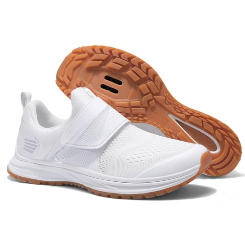 Pairobin Fahrradschuhe Damen Indoor Fahrradschuhe Outdoor Fahrradschuhe Bequem Atmungsaktiv Kompatibel mit SPD Cleats, Weiß, 8 US von Pairobin