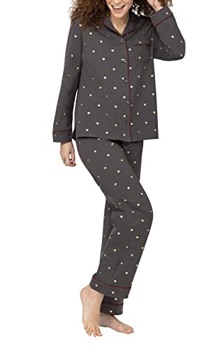 PajamaGram Damen Nachtwäsche - Pyjama für Damen, Holzkohle Herzen, M von PajamaGram