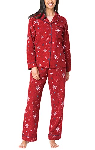 PajamaGram Damen-Schlafanzug-Set, Flanell, 100 % Baumwolle, Flanell, Red Fair Isle, M von PajamaGram