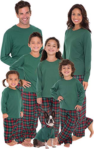 PajamaGram Damen-Schlafanzug-Set, kariert, klassisches Damen-Schlafanzug-Set - Grün - Large Zierlich von PajamaGram