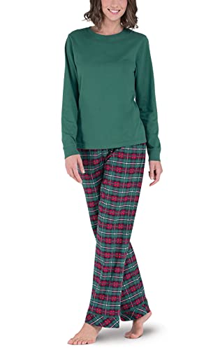 PajamaGram Damen-Schlafanzug-Set, kariert, klassisches Damen-Schlafanzug-Set - Grün - Medium Hoch von PajamaGram