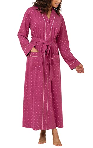 PajamaGram Lange Bademäntel für Damen - Damen Baumwollmantel, 100% Baumwolle, fuchsia_, X-Small von PajamaGram