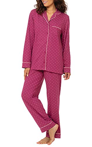 PajamaGram Pyjama-Set für Damen - Pyjama Damen Jersey Boyfriend, 100% Baumwolle, Fuchsia, M von PajamaGram