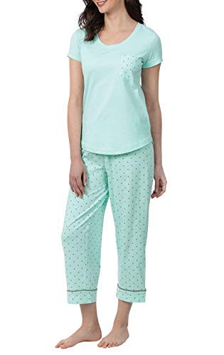 PyjamaGram Pyjama für Damen, Baumwolle, Capri-Pyjama Sets - Grün - Small / 4-6 US von PajamaGram