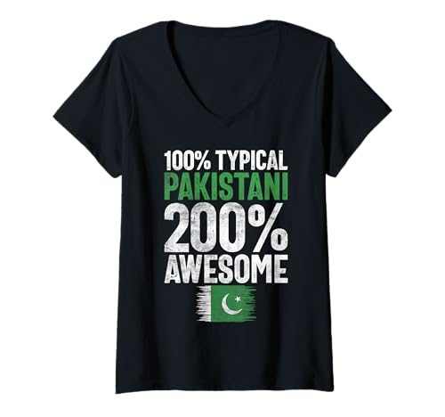 Damen Typisch paskistanisch fantastisch Pakistan T-Shirt mit V-Ausschnitt von Pakistan Gifts