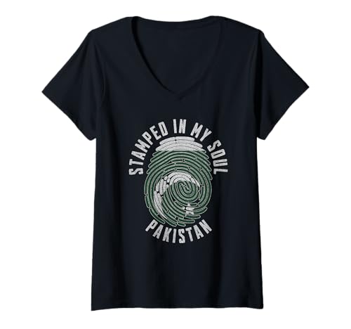 Damen Gestempelt mit My Soul Pakistan-Flagge, Pakistanischer Stolz T-Shirt mit V-Ausschnitt Damen Gestempelt mit My Soul Pakistan-Flagge, Pakistanischer Stolz T-Shirt mit V-Ausschnitt von Pakistani Pride Stamped in My Soul Pakistan