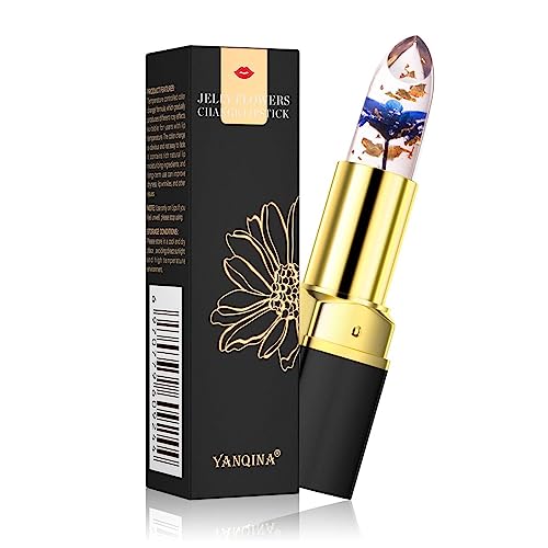 Pakivs Flower Jelly Lippenstift Magic Temperature Color Change Feuchtigkeitsspendender Lippenbalsam Lang anhaltender nahrhafter Lippenstift für Frauen und Mädchen (Blue Rose) von Pakivs