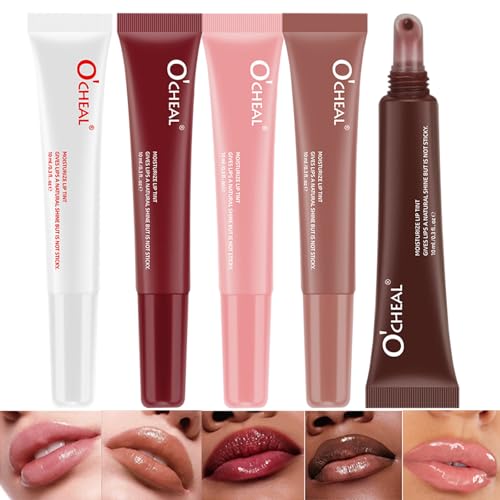 Pakivs Lip Jam Feuchtigkeitsspendender Lipgloss,5 Farben High Shine Glass Finish Lippenöl Lang anhaltende Nude Colors Shiny Jelly Lip Glow für Frauen und Mädchen von Pakivs