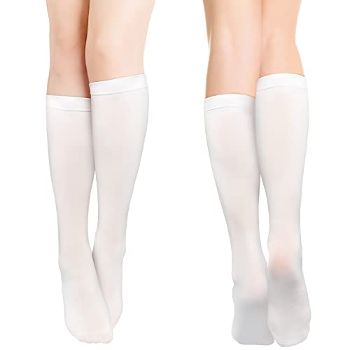 PalProt 2 Paare Kniestrümpfe Damen Weiß Schwarz Knee High Socks White Black, Lange Knie Socken Damen Weiß Schwarz von PalProt