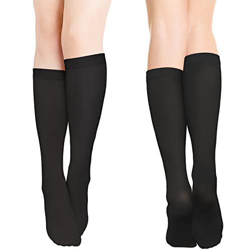 PalProt 2 Paare Kniestrümpfe Damen Weiß Schwarz Knee High Socks White Black, Lange Knie Socken Damen Weiß Schwarz von PalProt