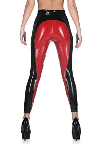 Palace Civet Latex Gummi Strumpfhose Mischfarbe Rot & Schwarz Reithose Slim Pants 0,6 mm - Schwarz - X-Groß von Palace Civet