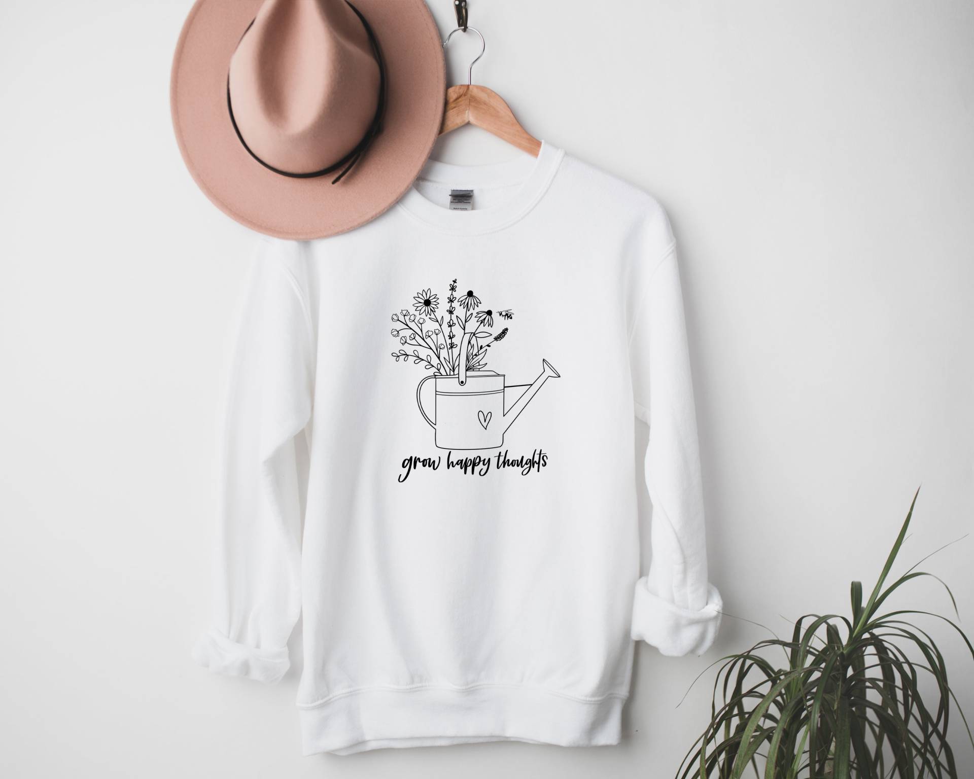 Wachsen Happy Thoughts Sweatshirt | Geschenke Für Freunde Positive Qoute Geschenk Mama Crewneck Floral Geburtstagsgeschenk von PalaceShopCo