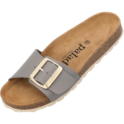 Palado Pantoletten Damen Malta EGS Matt Premium Leather - elegante Sandalen Made in Spain - bequeme Hausschuhe mit Kork-Fußbett - modische Sommerschuhe Grau UK3,5 - EU36 Palado Pantoletten Damen Malta EGS Matt Premium Leather - elegante Sandalen Made in Spain - bequeme Hausschuhe mit Kork-Fußbett - modische Sommerschuhe Grau UK3,5 - EU36 von Palado