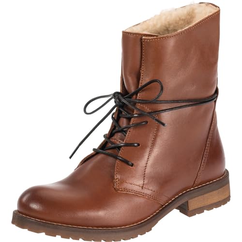 Palado Damen Stiefeletten Muna - gefütterte Winterstiefel - hochwertige Stiefel aus feinstem Echtleder - bequeme Winterschuhe für Frauen Braun UK5,5 - EU38 von Palado