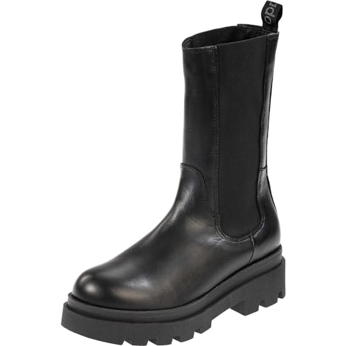 Palado Chelsea Boots Damen Elba - elegante Winterschuhe für Frauen - bequeme Stiefel mit Blockabsatz - modische Echtleder Schuhe Schwarz UK4,5 - EU37 von Palado