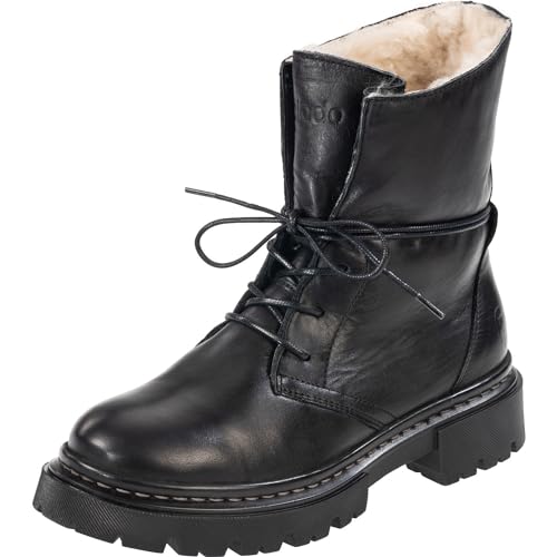 Palado Damen Stiefeletten Kasos Block - gefütterte Winterstiefel - hochwertige Stiefel aus feinstem Echtleder - bequeme Winterschuhe für Frauen Black/Black UK7 - EU40 von Palado