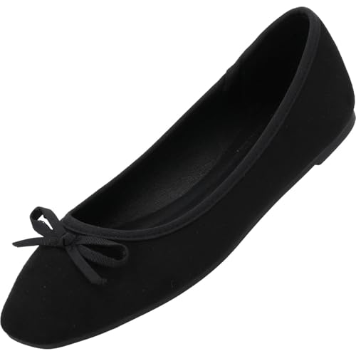 Palado Ballerina Damen Voso - bequeme Slippers - elegante Flats - ideal für Alltag und besondere Anlässe Schwarz UK7 - EU40 von Palado