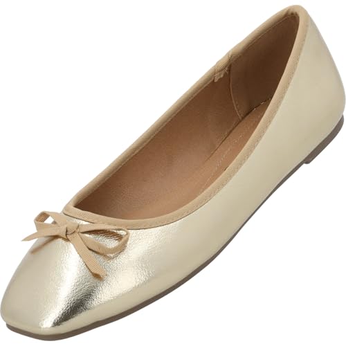 Palado Ballerina Damen Voso - bequeme Slippers - elegante Flats - ideal für Alltag und besondere Anlässe Gold Metallic UK8 - EU41 von Palado