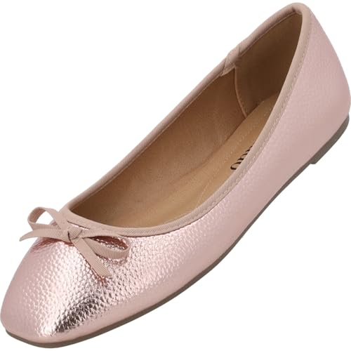 Palado Ballerina Damen Voso - bequeme Slippers - elegante Flats - ideal für Alltag und besondere Anlässe Rose Metallic UK4,5 - EU37 von Palado