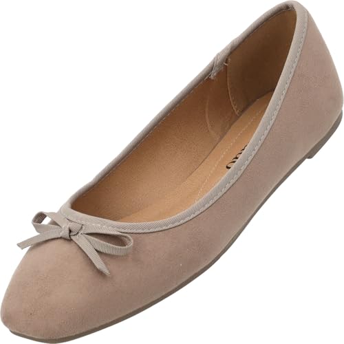 Palado Ballerina Damen Voso - bequeme Slippers - elegante Flats - ideal für Alltag und besondere Anlässe Taupe UK6 - EU39 von Palado
