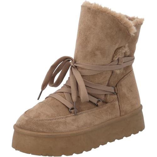 Palado Boots Damen Elrina by Sila Sahin - bequeme Stiefeletten - warm gefütterte Stiefel - modische Ankle-Boots taupe UK6 - EU39 von Palado