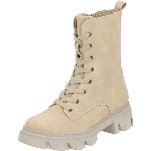 Palado Stiefeletten Damen Lefkada 2 – gefertigt aus strapazierfähigem, pflegeleichtem Material – leicht gefüttert – stylischer Begleiter für Herbst und Winter. Beige UK6 - EU39 von Palado